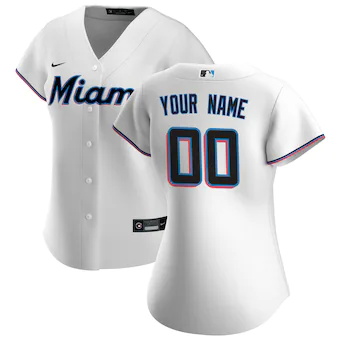 womens nike white miami marlins home replica custom jersey